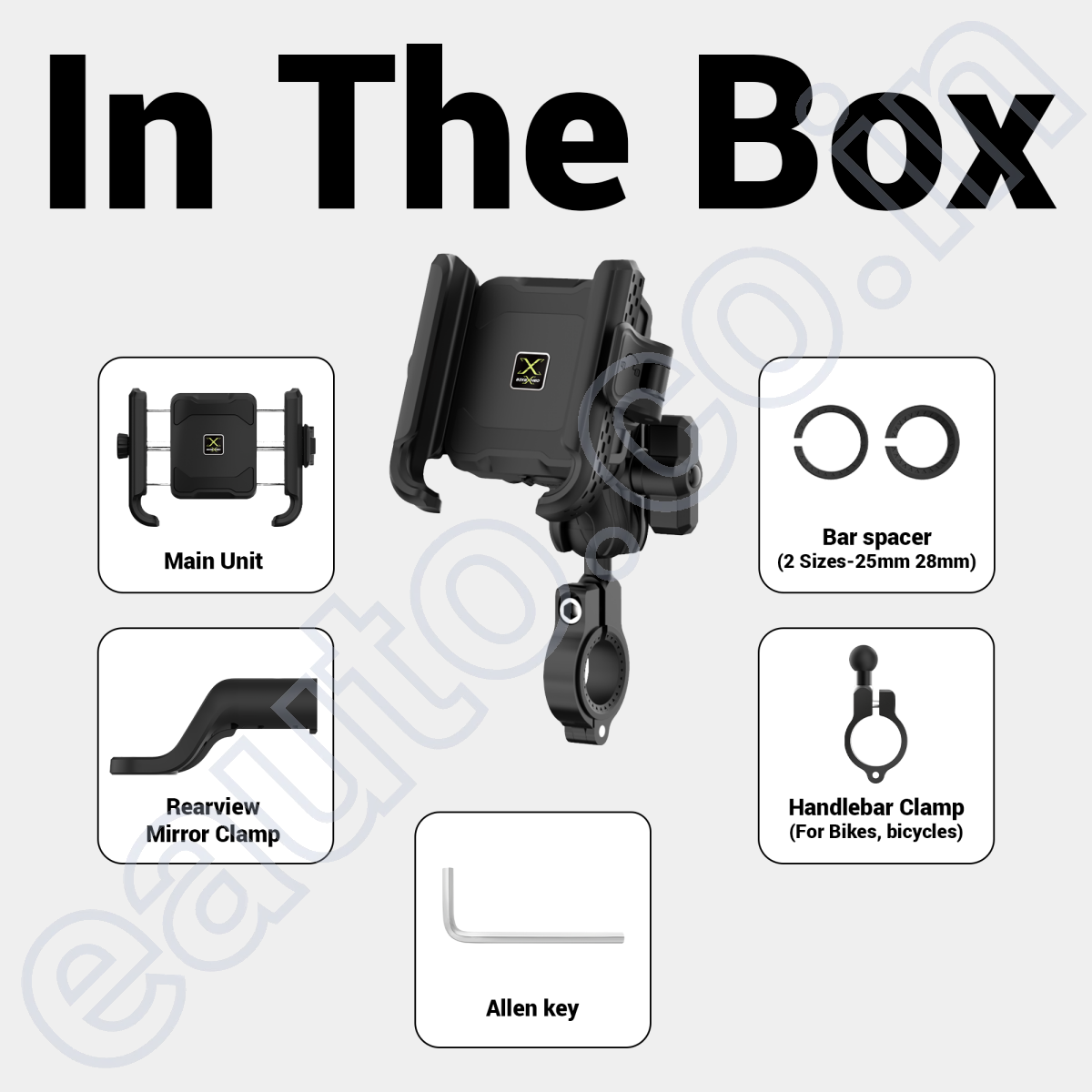 BikeXNeo Grip-X Alpha Charge Mobile Holder | USB-C Charging | Fits Motorcycle, Bicycle, Scooter | With Shock Absorption Technology | 1 Year Warranty