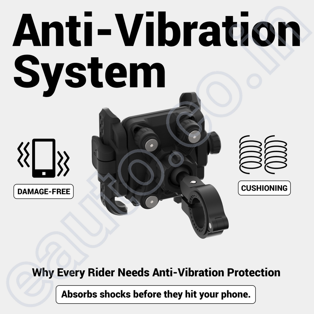 BikeXNeo Grip-X Alpha Charge Mobile Holder | USB-C Charging | Fits Motorcycle, Bicycle, Scooter | With Shock Absorption Technology | 1 Year Warranty