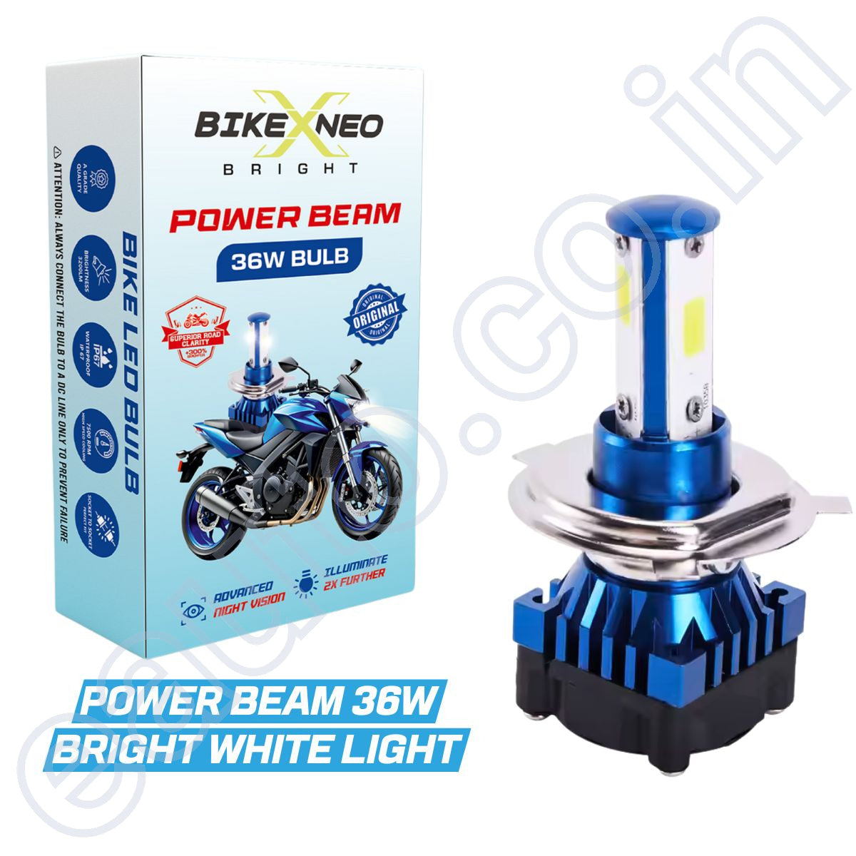 BikeXNeo Power Beam 36W Motorcycle LED Headlight Bulb – 1 Year Warranty | Ultra Bright, Plug & Play | H4 Universal Fit