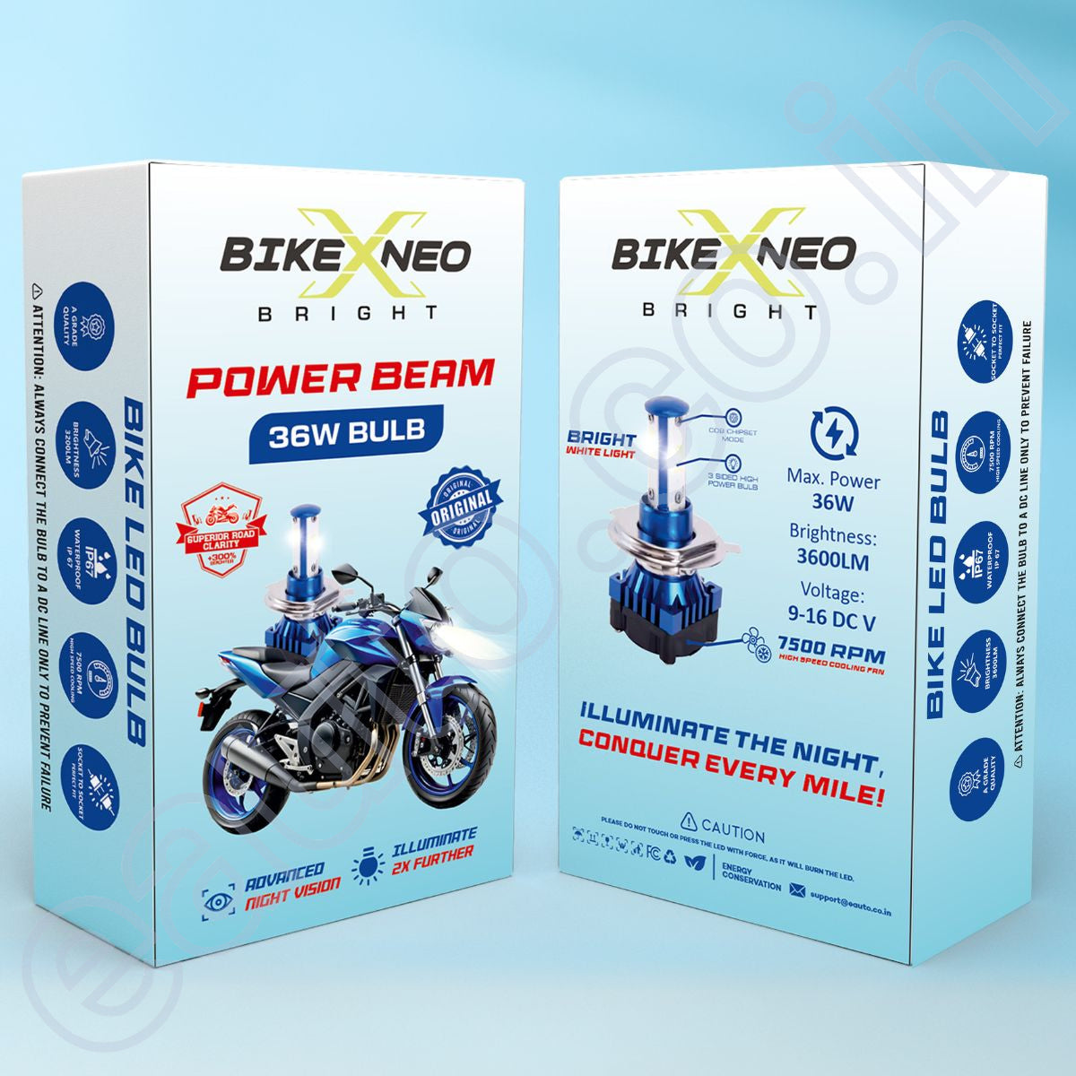 BikeXNeo Power Beam 36W Motorcycle LED Headlight Bulb – 1 Year Warranty | Ultra Bright, Plug & Play | H4 Universal Fit
